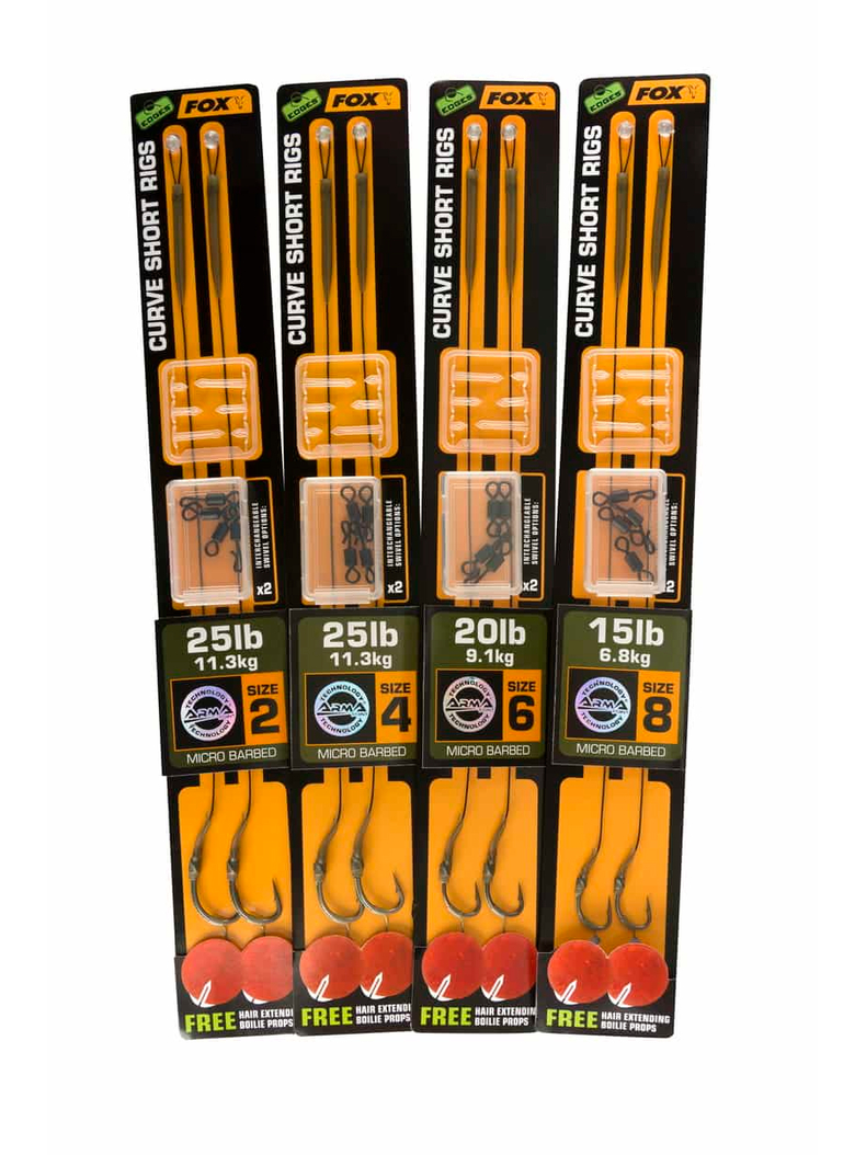 Поводок в сборе FOX Curve Short Ready Rig Weedy Green, Тест: 25.00 lb, Размер крючка: № 2