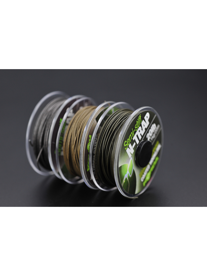 Поводковый материал Korda N-Trap Semi Stiff в оплётке средней жесткости, Цвет: Weed Green, Тест: 30.00 lb, изображение 2 Поводковый материал Korda N-Trap Semi Stiff в оплётке средней жесткости, Цвет: Weed Green, Тест: 30.00 lb, изображение 2
