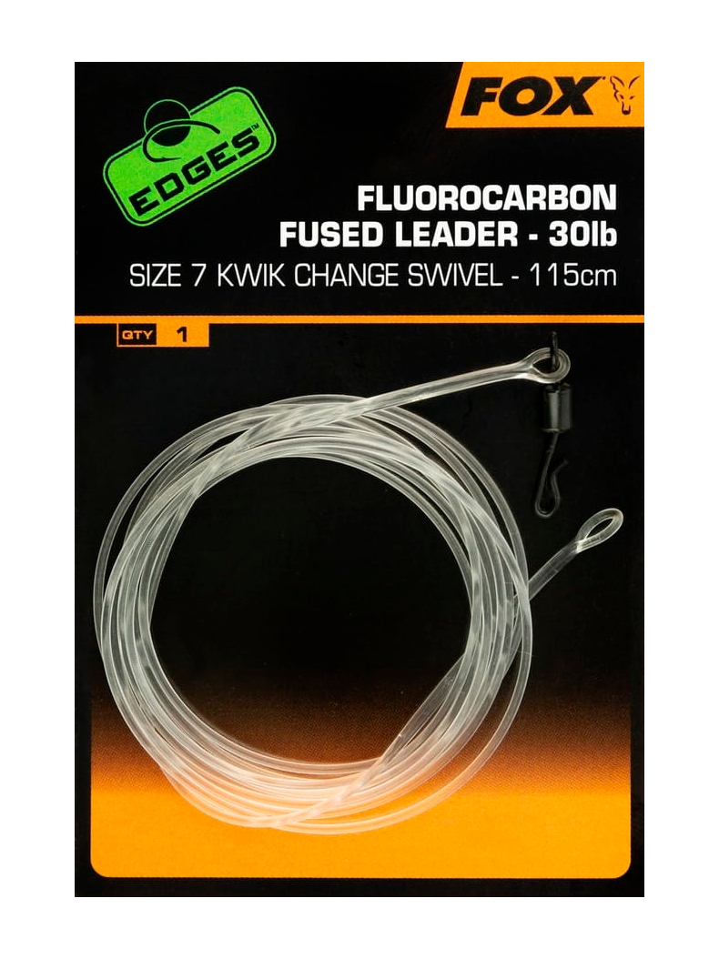 Флюрокарбоновый лидер FOX Edges Fluorocarbon Fused Leader 30lb 115см с быстросъемом, Размер быстросъема: № 7