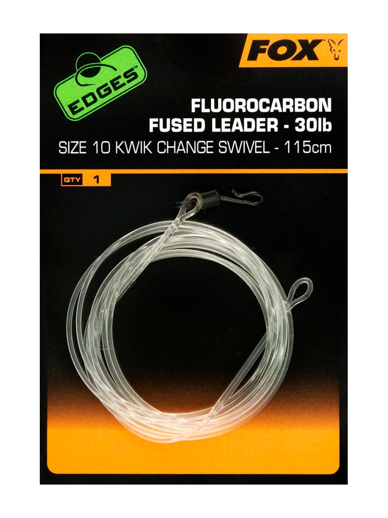 Флюрокарбоновый лидер FOX Edges Fluorocarbon Fused Leader 30lb 115см с быстросъемом, Размер быстросъема: № 7, изображение 2