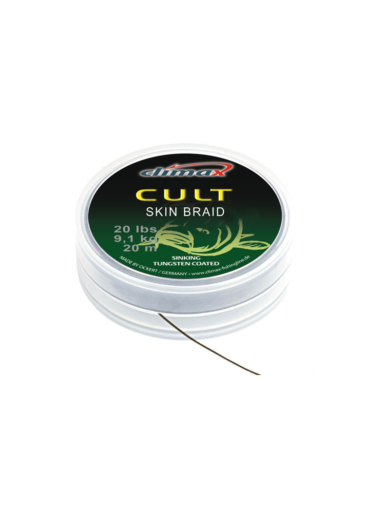 Поводковый материал Climax CULT Skin Braid в матовой оплетке, Цвет: Weed Green, Тест: 20.00 lb Поводковый материал Climax CULT Skin Braid в матовой оплетке, Цвет: Weed Green, Тест: 20.00 lb