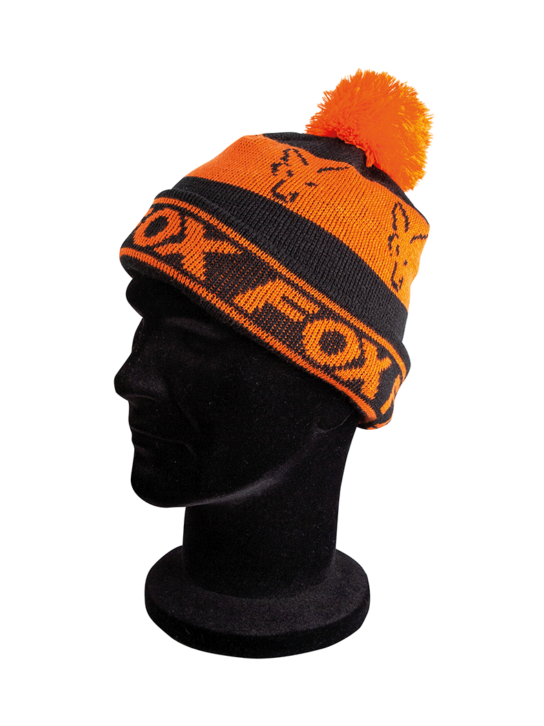 Шапка с помпоном FOX Black & Orange Lined Bobble