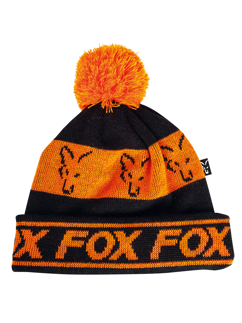 Шапка с помпоном FOX Black & Orange Lined Bobble, изображение 2