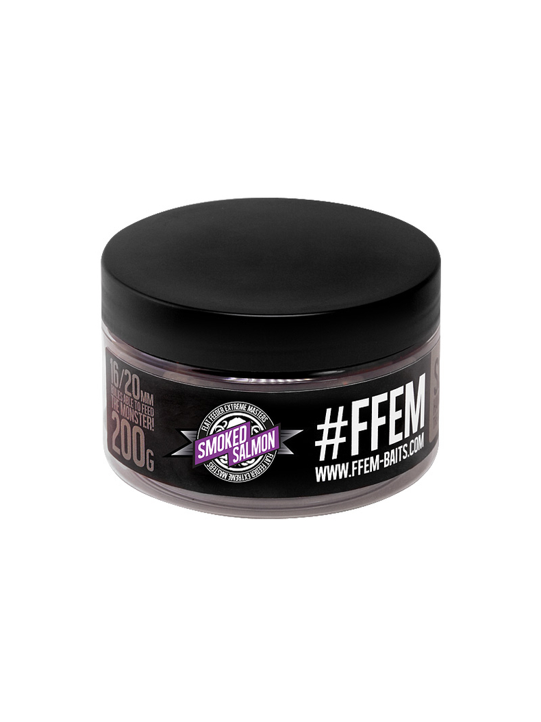 Насадочные пылящие бойлы FFEM Super Soluble Boilies HNV-Smoked Salmon (Копченый Лосось) 16/20mm Насадочные пылящие бойлы FFEM Super Soluble Boilies HNV-Smoked Salmon (Копченый Лосось) 16/20mm