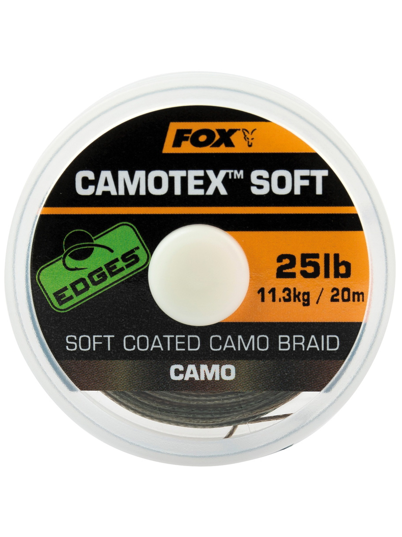Мягкий поводковый материал в оплётке FOX Camotex Soft EDGES, Тест: 25.00 lb Мягкий поводковый материал в оплётке FOX Camotex Soft EDGES, Тест: 25.00 lb