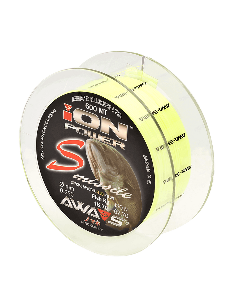 Леска карповая AWA'S ION POWER S-MISSILE FLUO 300м желтая, Диаметр: 0.234 мм