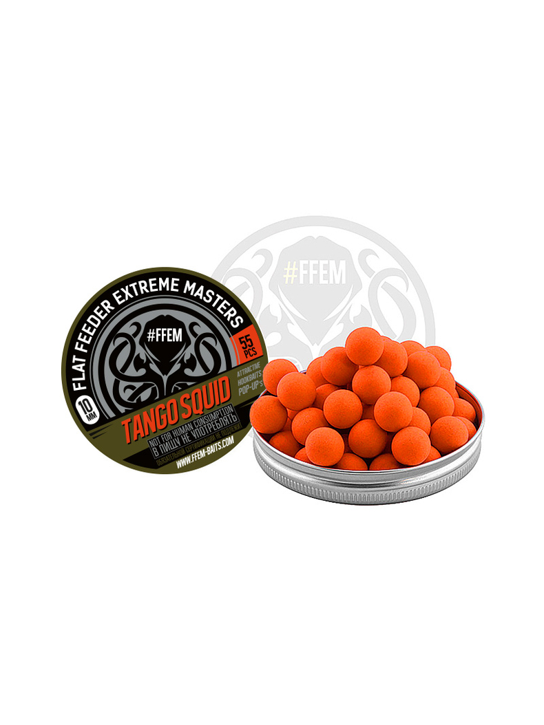 Плавающие бойлы FFEM Pop-Up Tango Squid (Мандарин и Кальмар) 10mm, изображение 2 Плавающие бойлы FFEM Pop-Up Tango Squid (Мандарин и Кальмар) 10mm, изображение 2