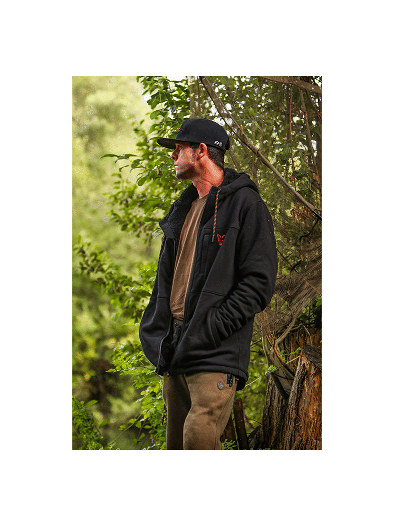 Толстовка утепленная FOX Collection Sherpa Hoody Black & Orange, Размер: S, изображение 2