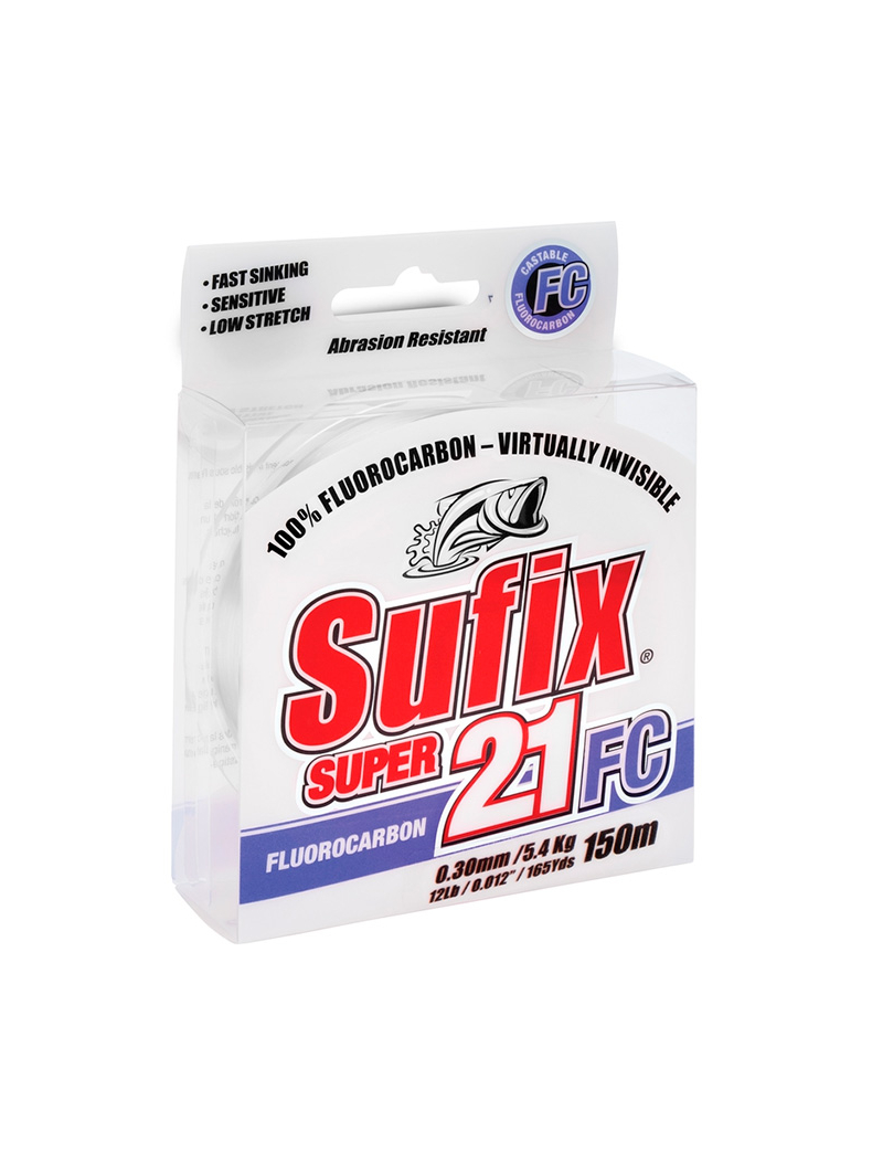 Флюрокарбон Sufix Super 21 Fluorocarbon 150м, Тест: 4.10 кг, Диаметр лески: 0.25 мм Флюрокарбон Sufix Super 21 Fluorocarbon 150м, Тест: 4.10 кг, Диаметр лески: 0.25 мм