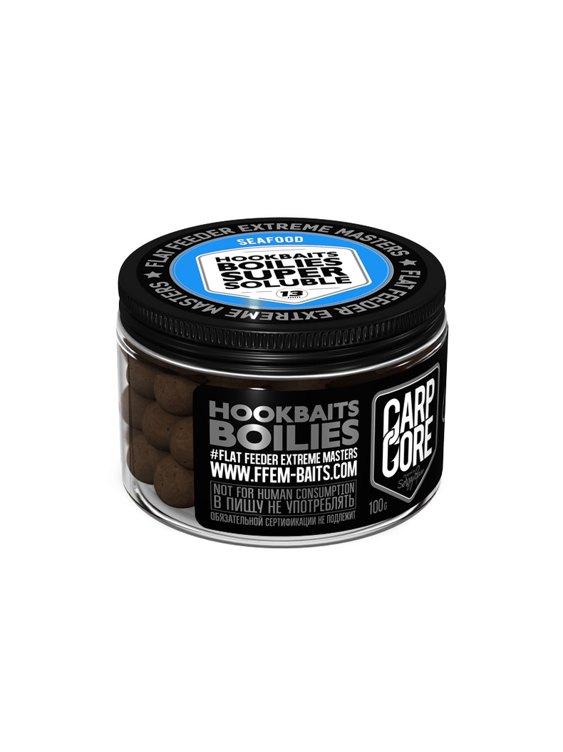Бойлы пылящие насадочные FFEM Super Soluble HNV Boilies Sea Food (Лосось, Кальмар и Ананас) 13mm