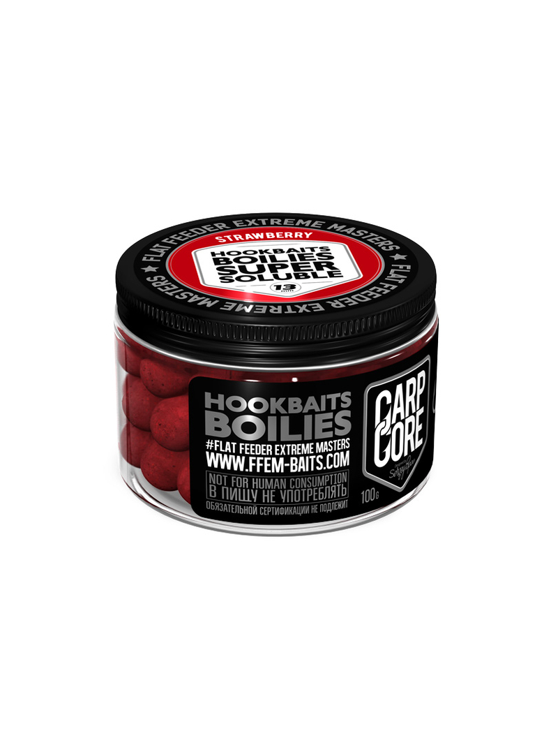Бойлы пылящие насадочные FFEM Super Soluble Boilies Strawberry (Клубника) 13mm Бойлы пылящие насадочные FFEM Super Soluble Boilies Strawberry (Клубника) 13mm