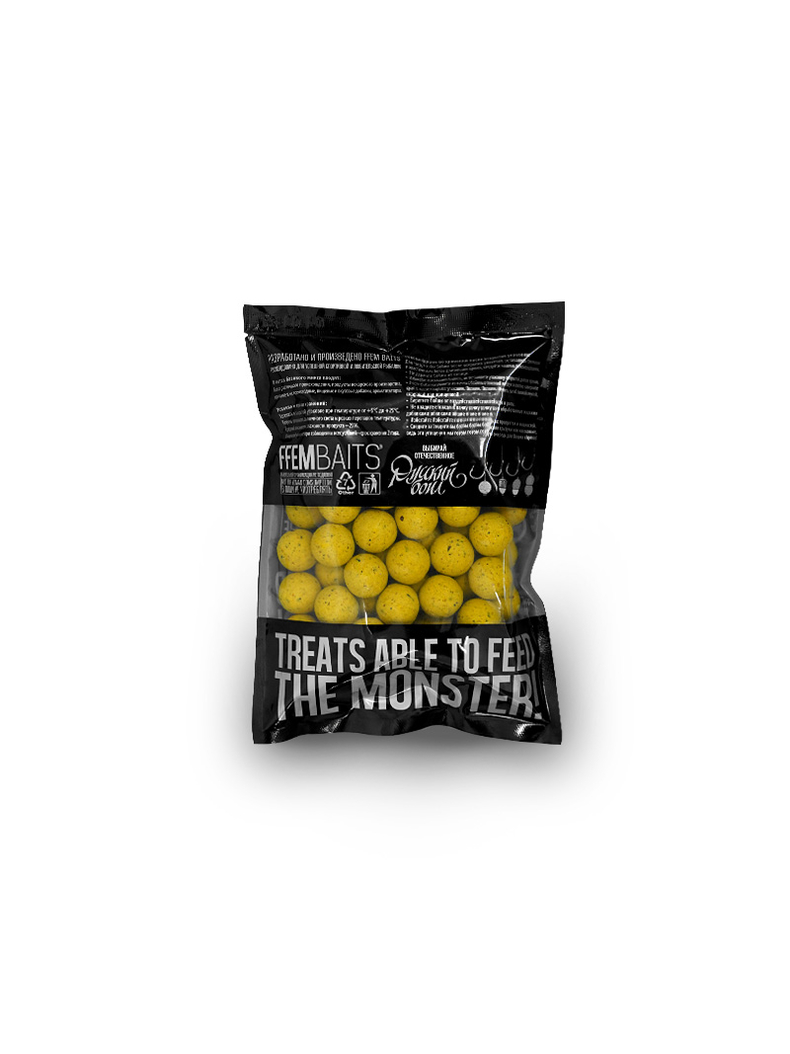 Бойлы насадочные FFEM High Attractive Boilies Pineapple N-Butyric (Ананас и Масляная Кислота) 400г, Диаметр: 16 мм, изображение 2