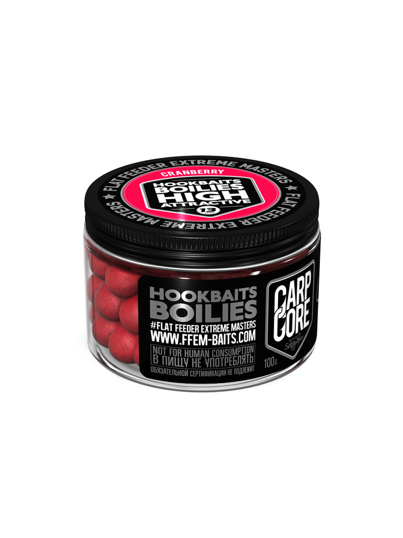 Бойлы насадочные FFEM Hookbaits Boilies Cranberry N-Butyric (Клюква) 13mm Бойлы насадочные FFEM Hookbaits Boilies Cranberry N-Butyric (Клюква) 13mm