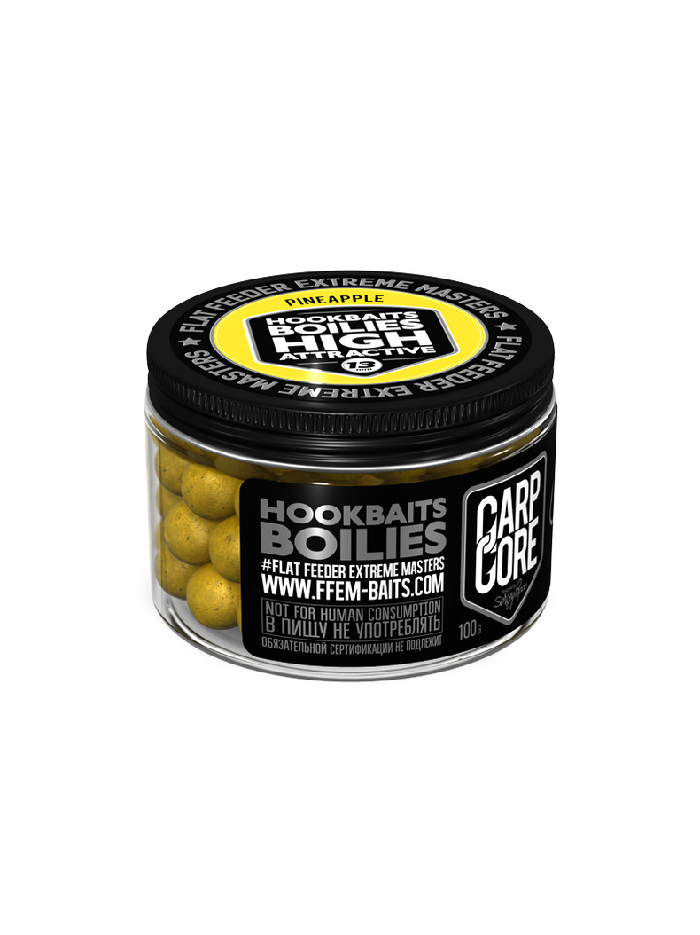 Бойлы насадочные FFEM Hookbaits Boilies Pineapple N-Butyric (Ананас) 13mm Бойлы насадочные FFEM Hookbaits Boilies Pineapple N-Butyric (Ананас) 13mm