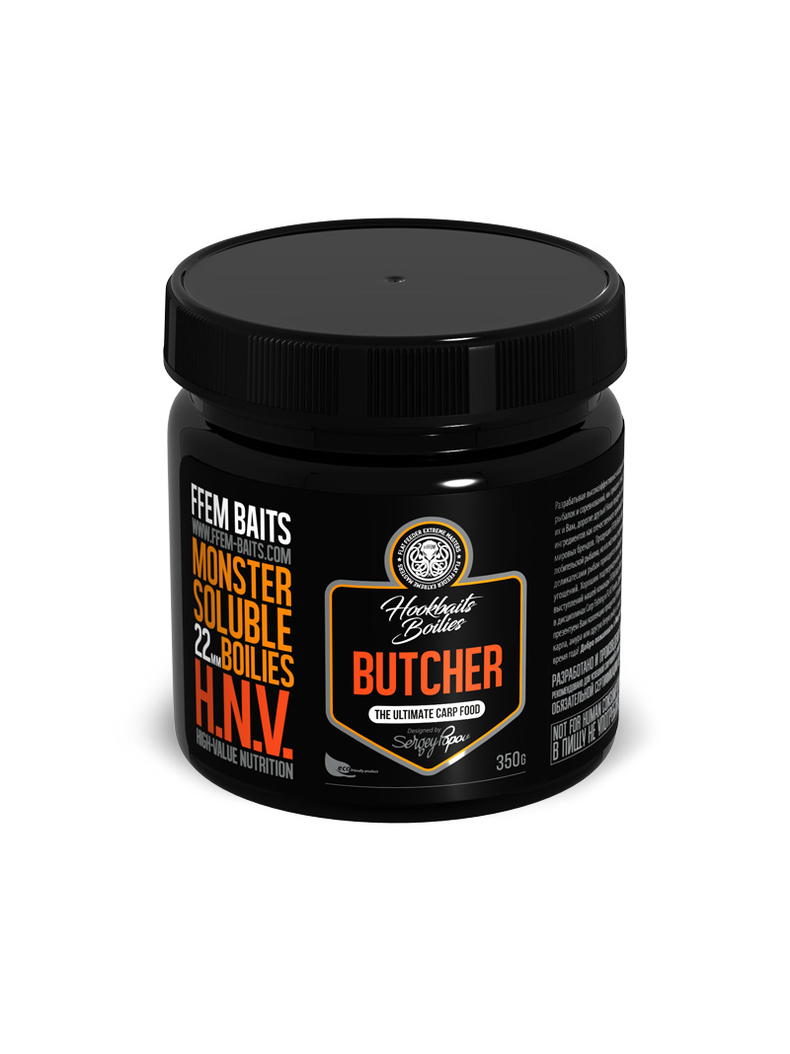 Бойлы насадочные пылящие FFEM Monster Soluble Boilies HNV-Bucther (Кальмар, Осьминог и Клюква) 22mm 350г Бойлы насадочные пылящие FFEM Monster Soluble Boilies HNV-Bucther (Кальмар, Осьминог и Клюква) 22mm 350г