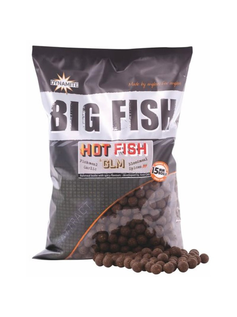 Тонущие бойлы Dynamite Baits Hot Fish & GLM (острая рыба и зеленогубая мидия) 1.8kg, Диаметр: 15 мм