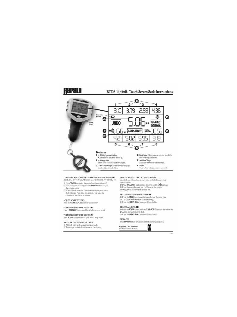 Электронные весы Rapala сенсорные, изображение 3 Электронные весы Rapala сенсорные, изображение 3