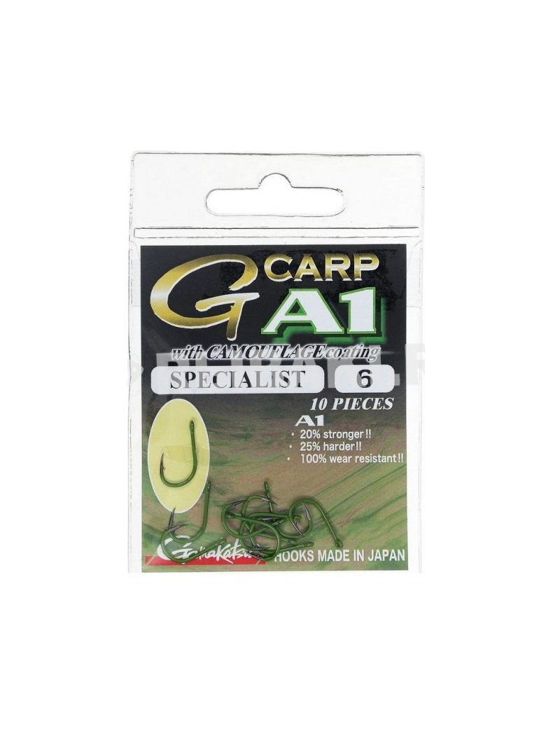 Крючки Gamakatsu A1 G-CARP CAMOU GREEN SPECIALIST, Размер: 1