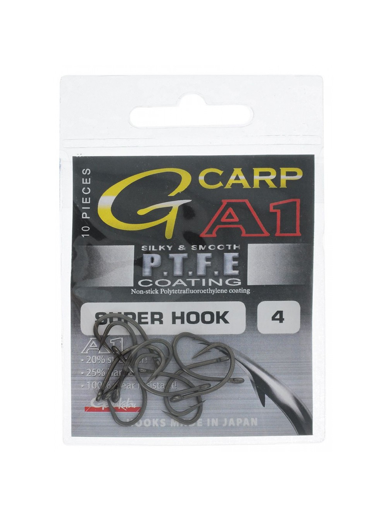 Крючки Gamakatsu A1 G-CARP SUPER HOOK PTFE, Размер: 4