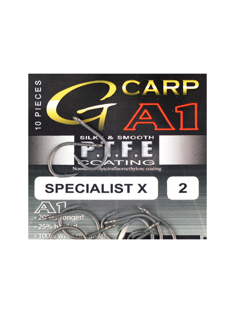 Крючки Gamakatsu G-CARP A1 SPECIALIST X PTFE KP, Размер: 2