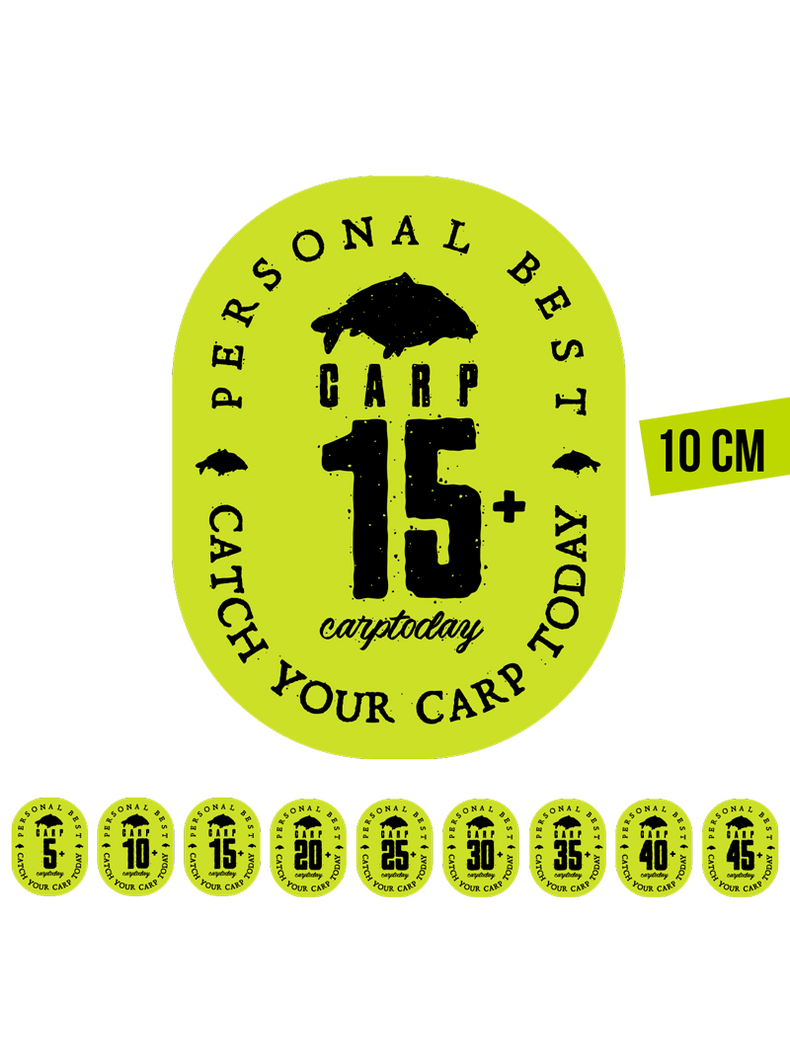 Стикер зелёный Carptoday Personal Best PB Большой 10см, PB: 5+