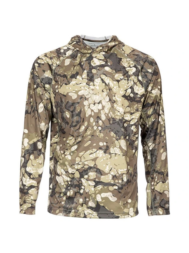 Термофутболка с капюшоном SIMMS SolarFlex Hoody Riparian Camo, Размер: M Термофутболка с капюшоном SIMMS SolarFlex Hoody Riparian Camo, Размер: M