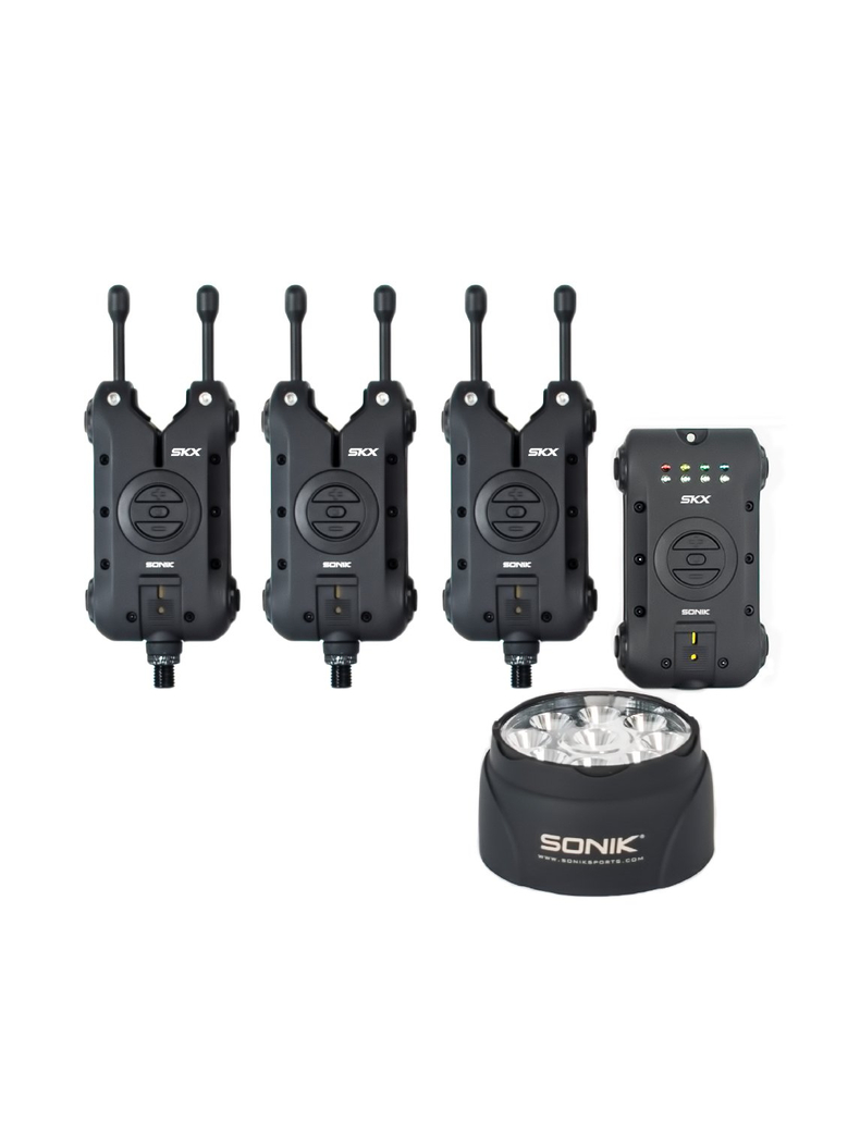 Комплект сигнализаторов с пейджером и лампой SONIK SKX 3+1 Set + Bivvy Lamp Комплект сигнализаторов с пейджером и лампой SONIK SKX 3+1 Set + Bivvy Lamp