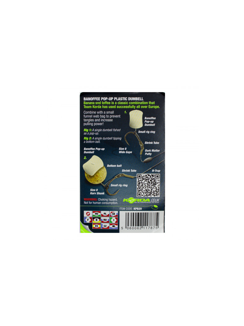 Имитационная плавающая приманка Korda Pop-Up Dumbell Banoffe (Банан и Карамель), Диаметр: 8 мм, изображение 2 Имитационная плавающая приманка Korda Pop-Up Dumbell Banoffe (Банан и Карамель), Диаметр: 8 мм, изображение 2