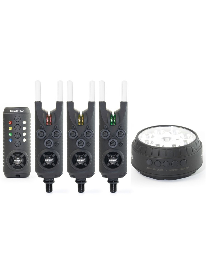 Комплект сигнализаторов с пейджером и лампой SONIK GIZMO Set + Bivvy Lamp, Набор : 2 + 1 + 1