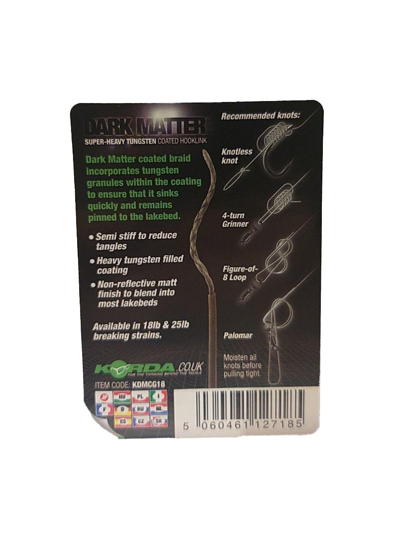 Поводковый материал Korda Dark Matter Tungsten Coated Braid, Цвет: Gravel Brown, Тест: 18.00 lb, изображение 8 Поводковый материал Korda Dark Matter Tungsten Coated Braid, Цвет: Gravel Brown, Тест: 18.00 lb, изображение 8