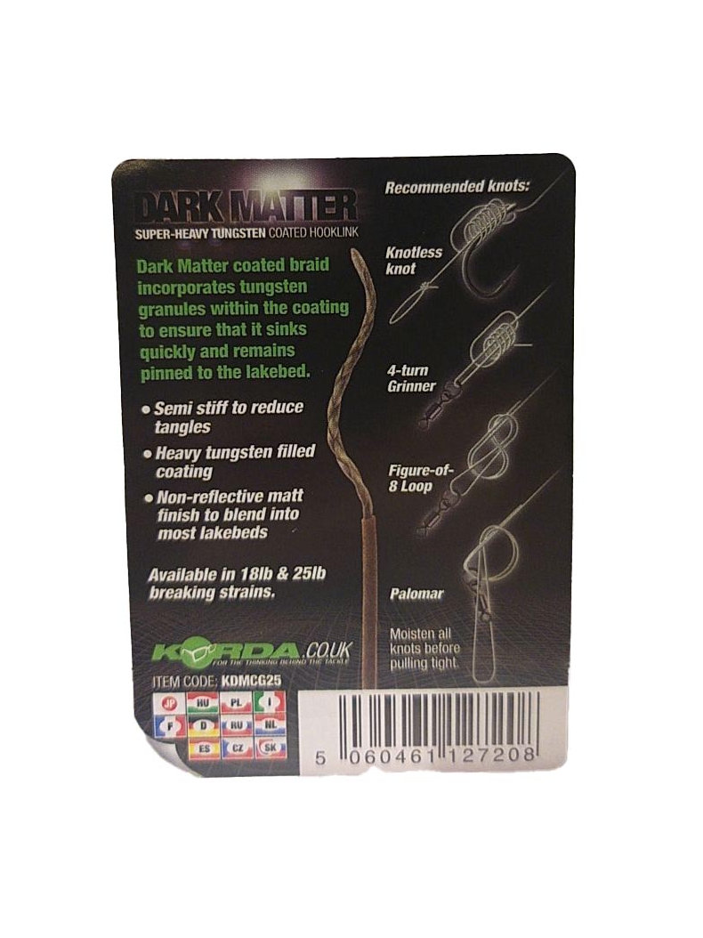 Поводковый материал Korda Dark Matter Tungsten Coated Braid, Цвет: Gravel Brown, Тест: 18.00 lb, изображение 9 Поводковый материал Korda Dark Matter Tungsten Coated Braid, Цвет: Gravel Brown, Тест: 18.00 lb, изображение 9