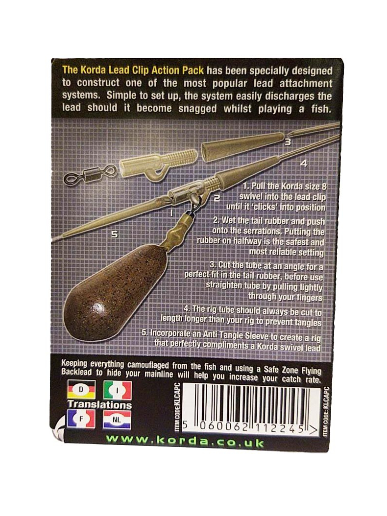 Клипса на трубке Korda Lead Clip Action Pack, Цвет: Weed (Водоросли), изображение 6 Клипса на трубке Korda Lead Clip Action Pack, Цвет: Weed (Водоросли), изображение 6