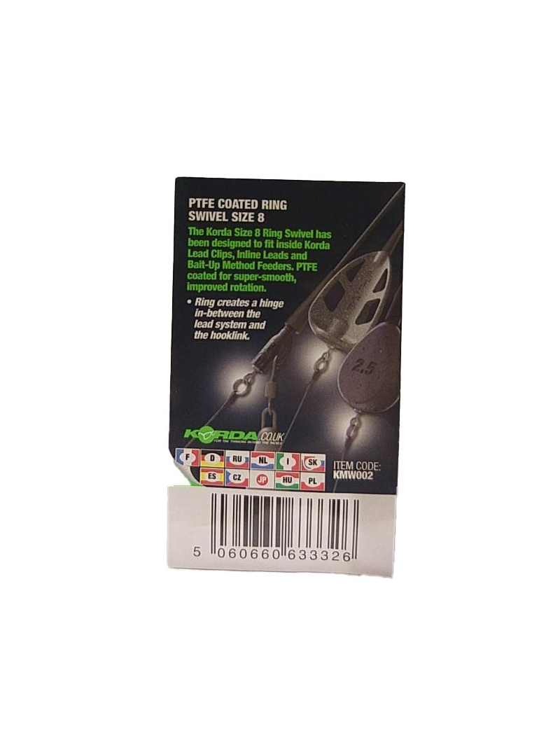 Вертлюг с кольцом Korda Ring Swivel с покрытием из PTFE, Размер: 8, изображение 4 Вертлюг с кольцом Korda Ring Swivel с покрытием из PTFE, Размер: 8, изображение 4