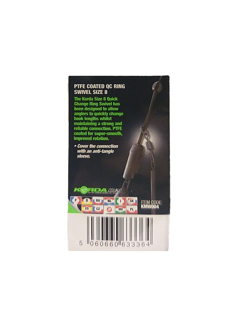 Вертлюг быстросъемный с кольцом Korda QC Ring Swivel c покрытием из PTFE, Размер: 8, изображение 5 Вертлюг быстросъемный с кольцом Korda QC Ring Swivel c покрытием из PTFE, Размер: 8, изображение 5