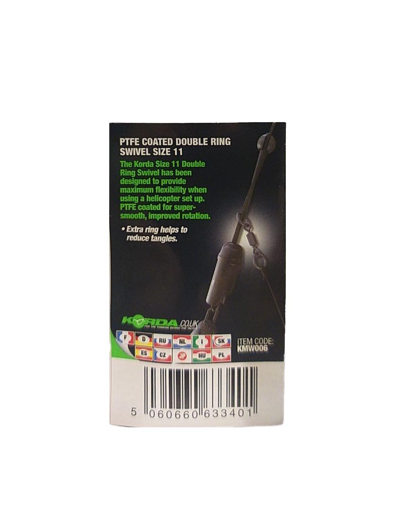 Вертлюг с двумя кольцами Korda Double Ring Swivel №11 с покрытием из PTFE, изображение 4 Вертлюг с двумя кольцами Korda Double Ring Swivel №11 с покрытием из PTFE, изображение 4