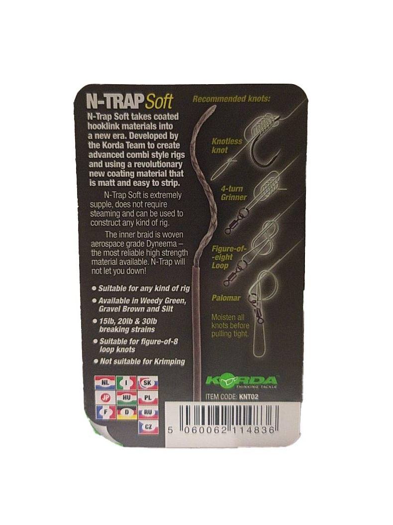 Поводковый материал Korda N-Trap Soft в мягкой оплётке, Цвет: Gravel Brown, Тест: 15.00 lb, изображение 8 Поводковый материал Korda N-Trap Soft в мягкой оплётке, Цвет: Gravel Brown, Тест: 15.00 lb, изображение 8