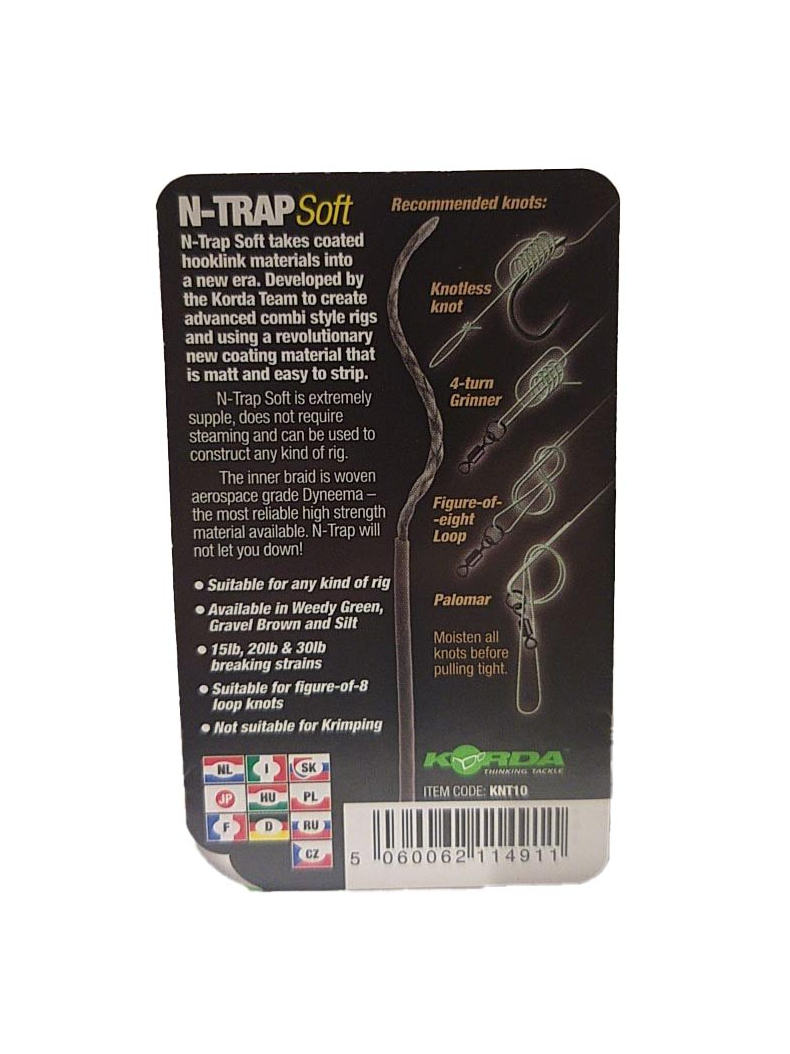 Поводковый материал Korda N-Trap Soft в мягкой оплётке, Цвет: Gravel Brown, Тест: 15.00 lb, изображение 10 Поводковый материал Korda N-Trap Soft в мягкой оплётке, Цвет: Gravel Brown, Тест: 15.00 lb, изображение 10