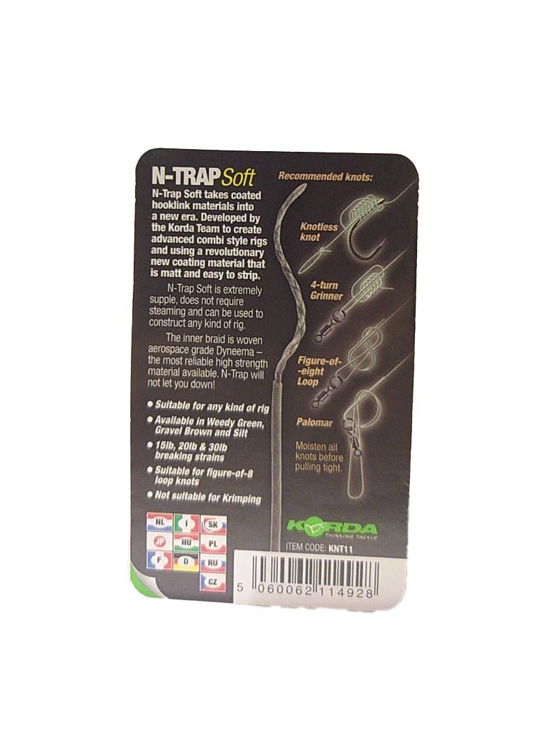 Поводковый материал Korda N-Trap Soft в мягкой оплётке, Цвет: Gravel Brown, Тест: 15.00 lb, изображение 11 Поводковый материал Korda N-Trap Soft в мягкой оплётке, Цвет: Gravel Brown, Тест: 15.00 lb, изображение 11
