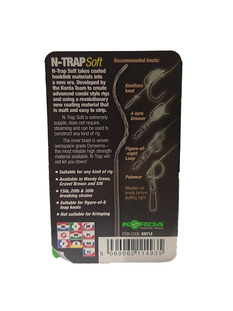Поводковый материал Korda N-Trap Soft в мягкой оплётке, Цвет: Gravel Brown, Тест: 15.00 lb, изображение 12 Поводковый материал Korda N-Trap Soft в мягкой оплётке, Цвет: Gravel Brown, Тест: 15.00 lb, изображение 12