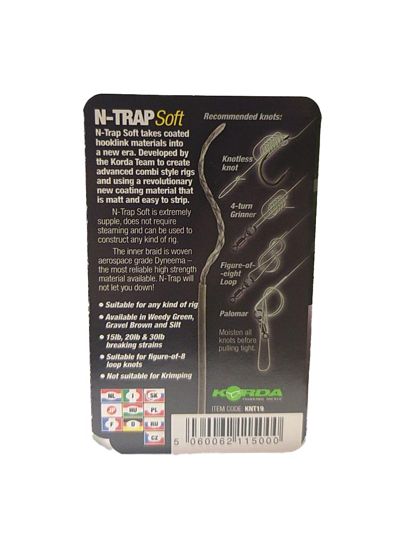 Поводковый материал Korda N-Trap Soft в мягкой оплётке, Цвет: Gravel Brown, Тест: 15.00 lb, изображение 13 Поводковый материал Korda N-Trap Soft в мягкой оплётке, Цвет: Gravel Brown, Тест: 15.00 lb, изображение 13