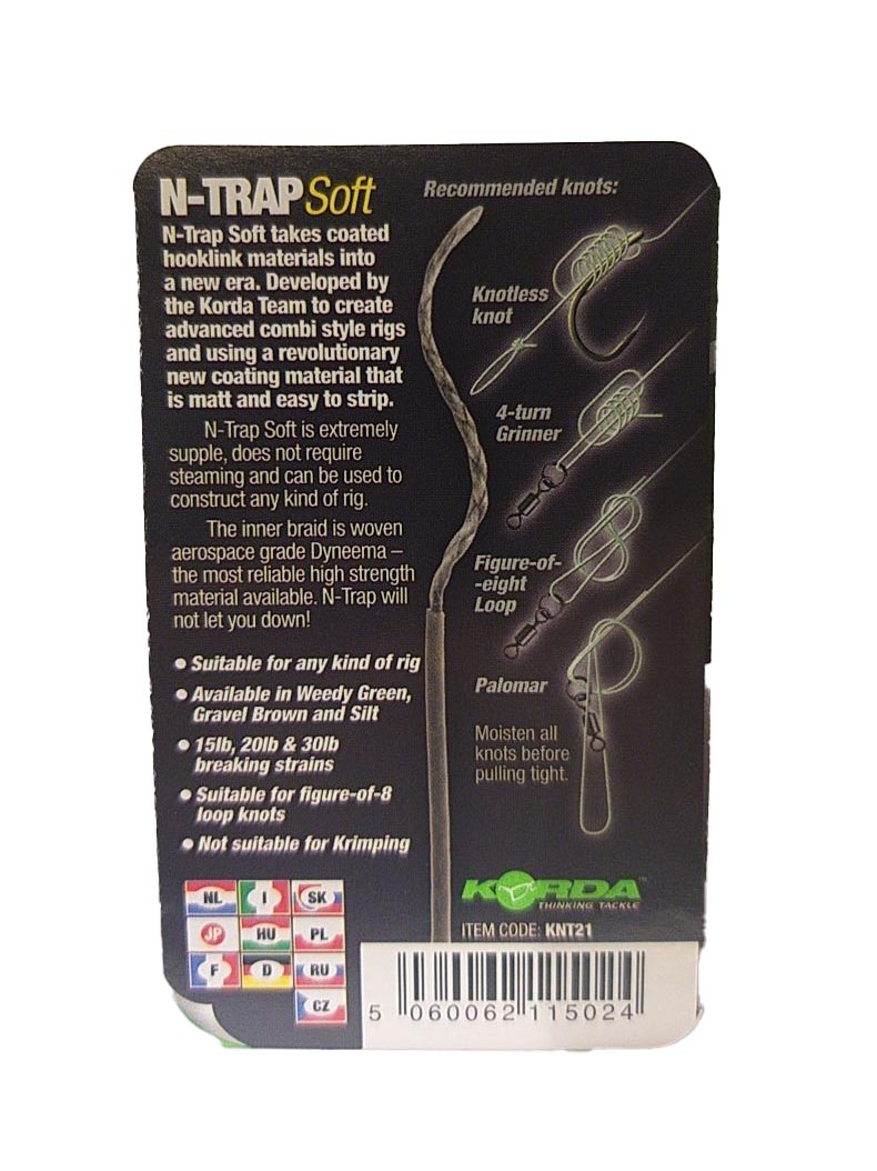 Поводковый материал Korda N-Trap Soft в мягкой оплётке, Цвет: Gravel Brown, Тест: 15.00 lb, изображение 15 Поводковый материал Korda N-Trap Soft в мягкой оплётке, Цвет: Gravel Brown, Тест: 15.00 lb, изображение 15