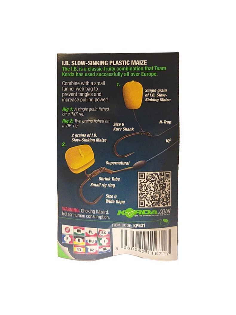 Искусственная кукуруза медленно тонущая Korda Slow Sinking Maize I.B. Flavour Classic Fruit Combo (Фрукты) желтая, изображение 4 Искусственная кукуруза медленно тонущая Korda Slow Sinking Maize I.B. Flavour Classic Fruit Combo (Фрукты) желтая, изображение 4