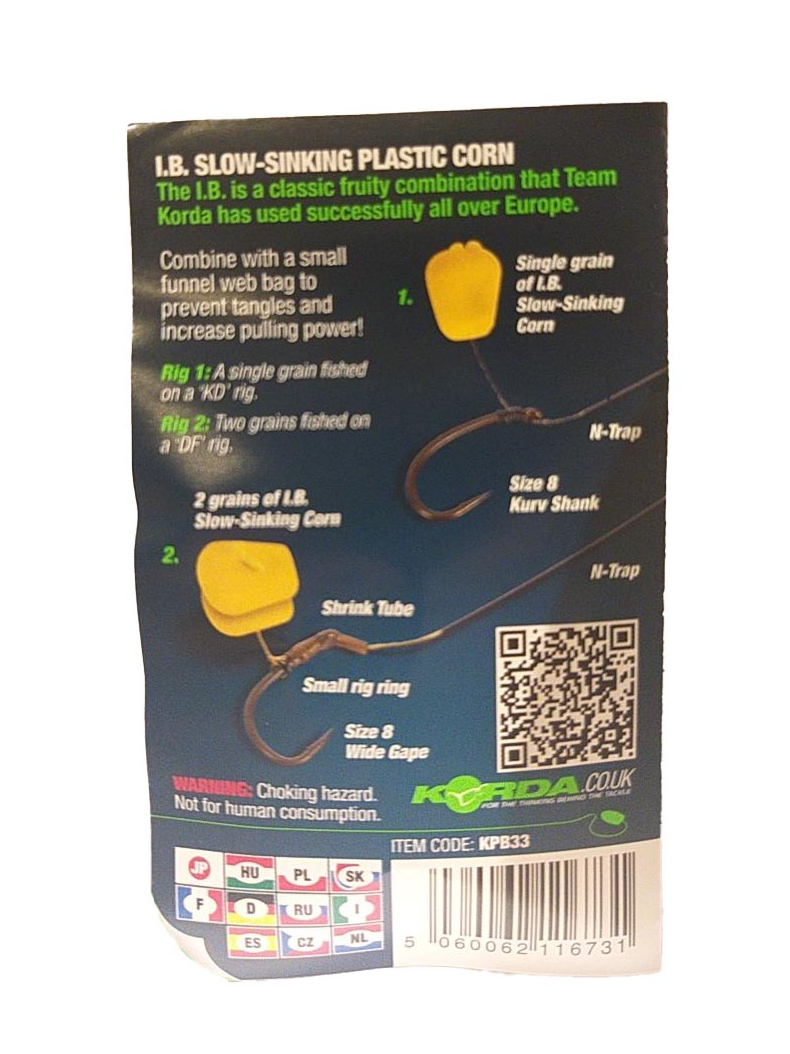 Искусственная кукуруза Korda Slow Sinking Corn I.B. Yellow (фрукты) желтая медленно тонущая, изображение 4 Искусственная кукуруза Korda Slow Sinking Corn I.B. Yellow (фрукты) желтая медленно тонущая, изображение 4