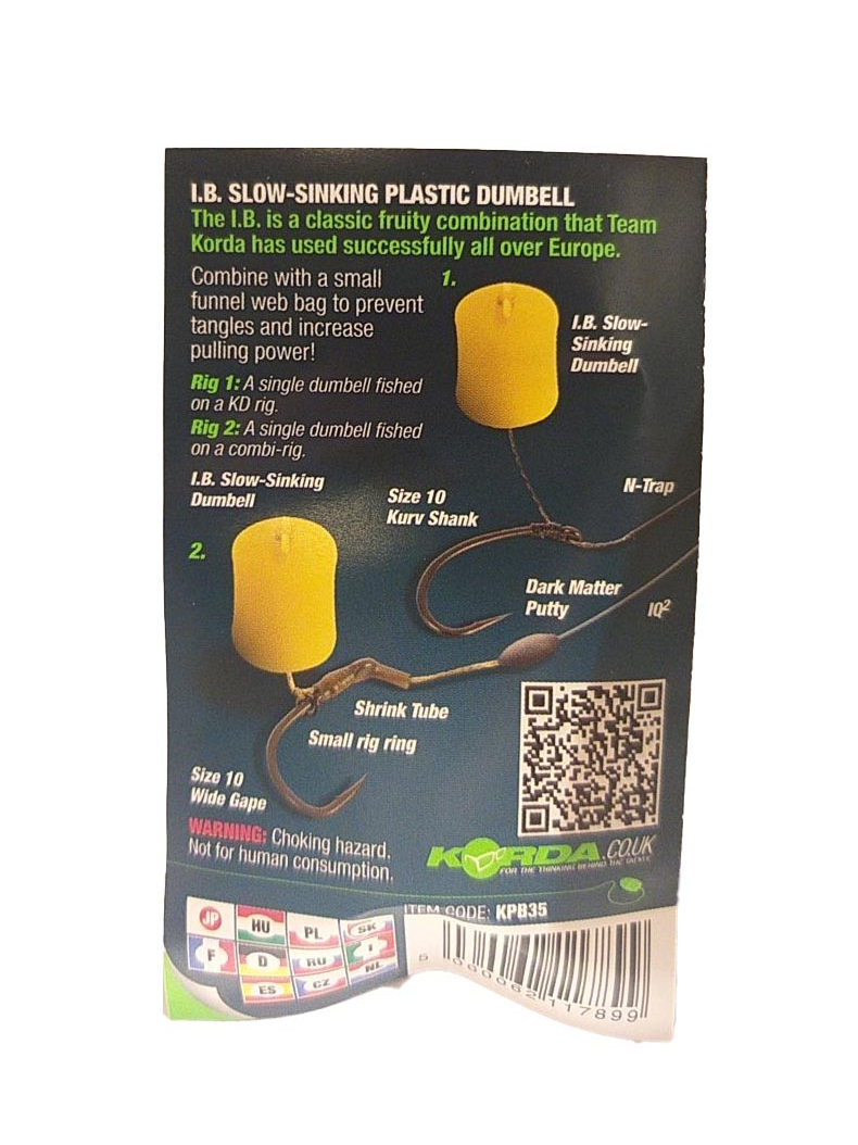 Имитационная медленно тонущая приманка Korda Slow Sinking Dumbell I.B. Yellow (фрукты), Диаметр: 12 мм, изображение 4 Имитационная медленно тонущая приманка Korda Slow Sinking Dumbell I.B. Yellow (фрукты), Диаметр: 12 мм, изображение 4
