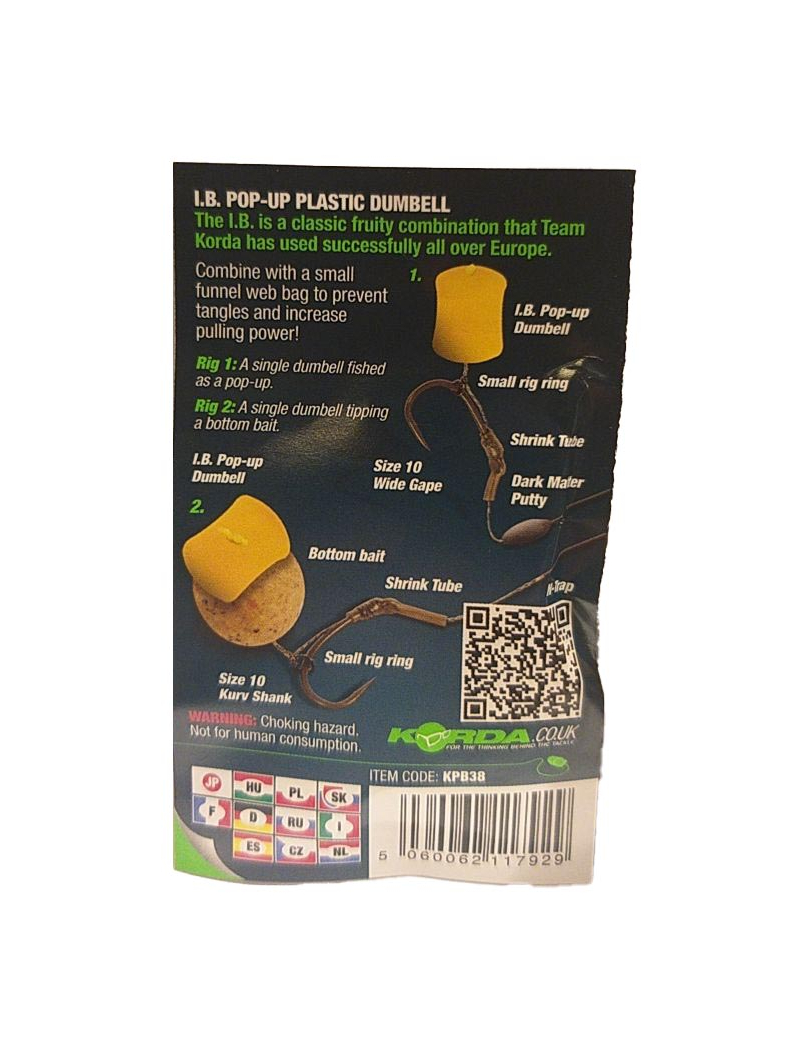 Имитационная плавающая приманка Korda Pop-Up Dumbell I.B. Yellow (фрукты), Диаметр: 16 мм, изображение 3