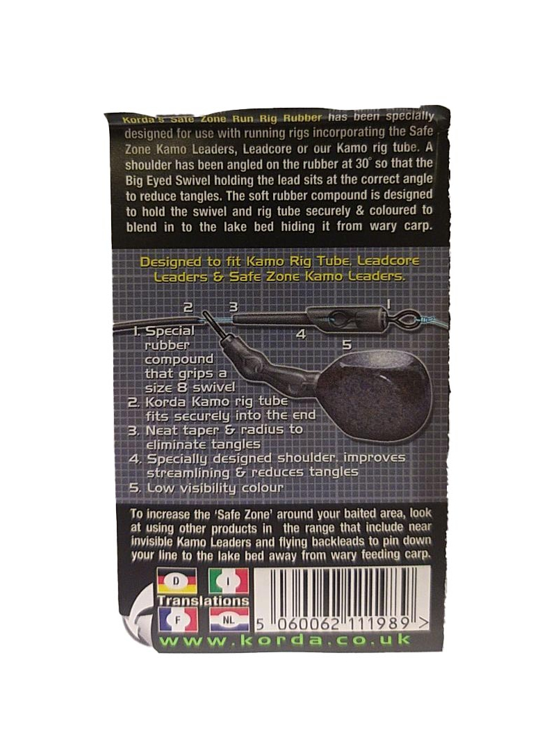Клипса для скользящей оснастки Korda Run Rig Rubbers, Цвет: Weed (Водоросли), изображение 8