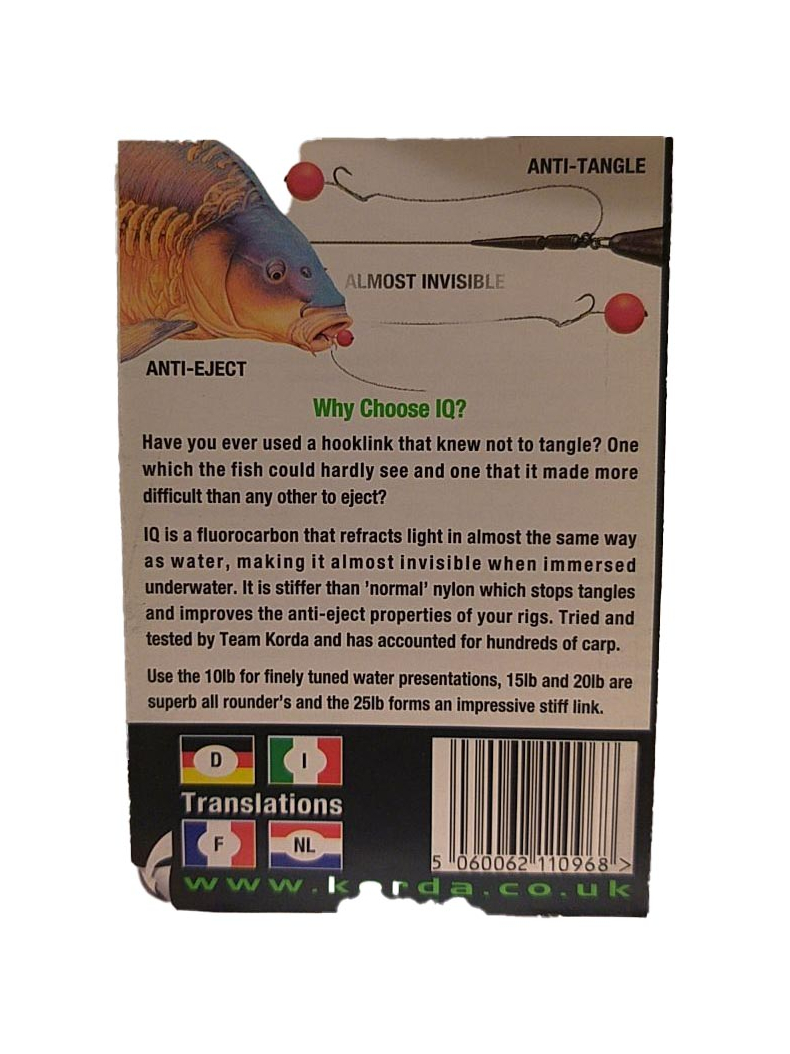 Поводковый материал Korda IQ Fluoracarbon (флюрокарбон), Тест: 10.00 lb, изображение 7