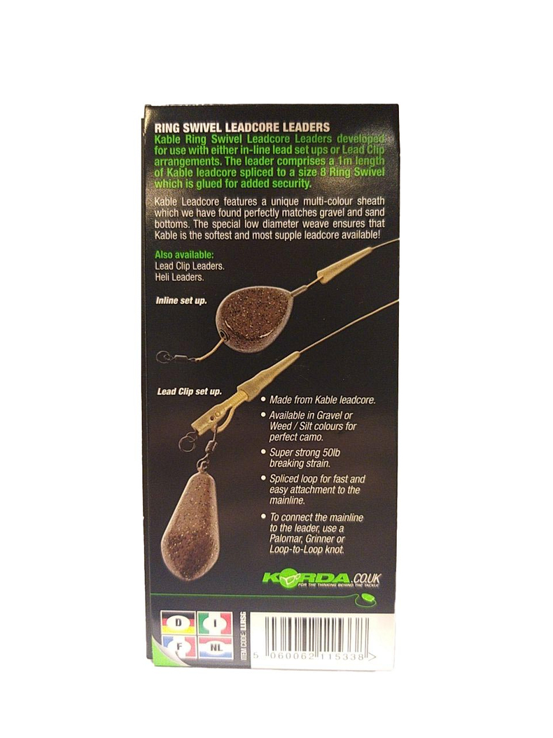 Поводок Korda Leadcore Ring Swivel, Цвет: Weed (Водоросли), изображение 10