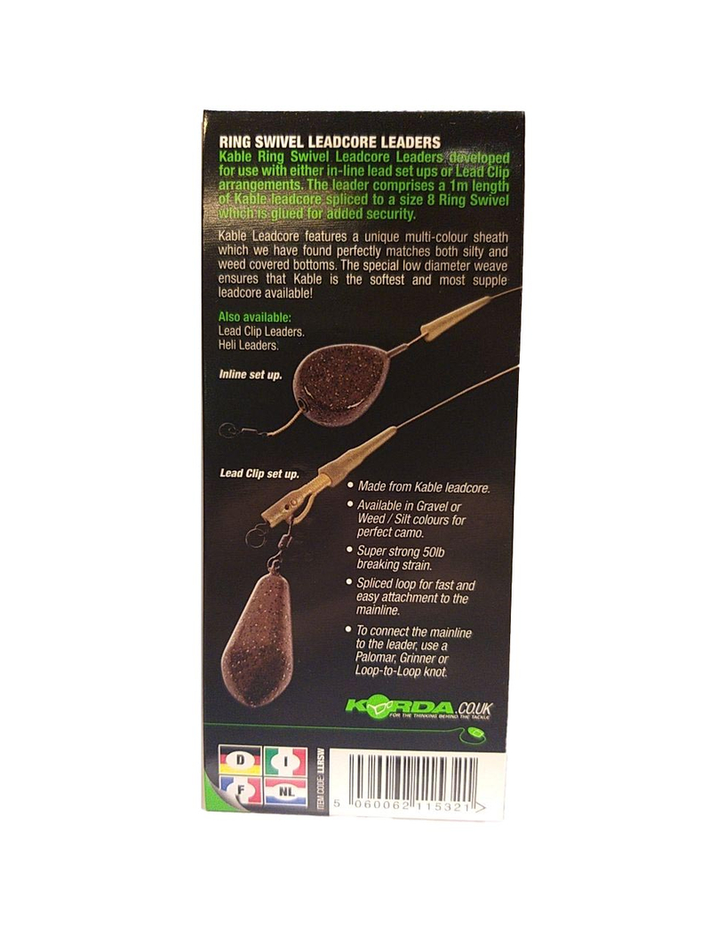 Поводок Korda Leadcore Ring Swivel, Цвет: Weed (Водоросли), изображение 11