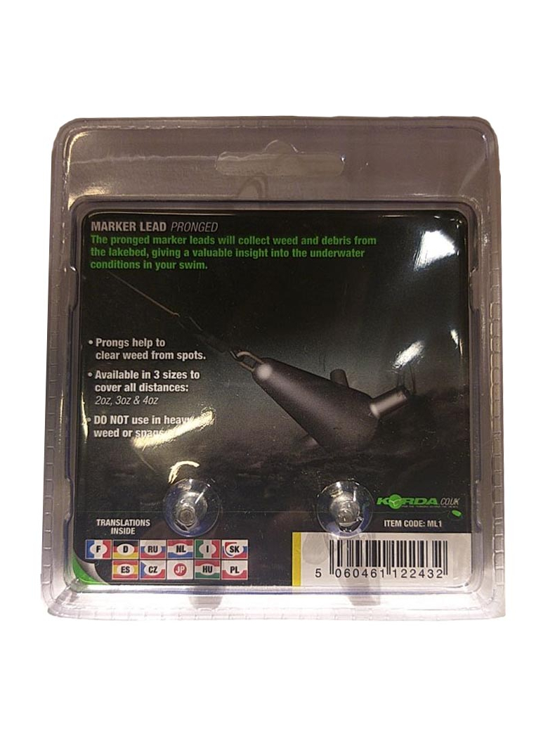 Набор маркерных грузил Korda Pronged Marker Leads в блистере, Вес грузил в наборе: 2oz + 3oz (57g + 85g), изображение 5